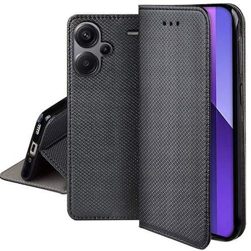 Housse Pour Xiaomi Redmi Note 13 Pro+ Plus 5g - Etui Coque Pochette Portefeuille + Verre Trempe - Noir Magnet