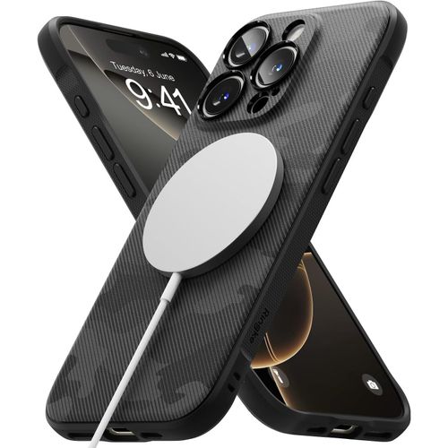 Sjzg-Coque Compatible Avec Iphone 16 Pro Max [Onyx Magnetic] Magnétique Antidérapant Antichoc Protection Flexible Ultra Fine Bumper Durable Étui Iphone 16 Pro Max Case Accessoires - Camo Black