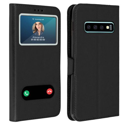 Etui pour Samsung Galaxy S10 Housse Folio Double Fenêtre Fonction Support noir