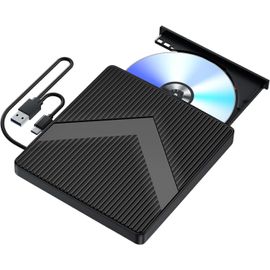 Lecteur CD DVD Externe pour PC,USB 3.0 et Type-C CD/DVD +/-RW Graveur Enregistreur,Mince Graveur DVD Externe pour PC Laptop Desktops iMac Macbook Windows 11/10/8/7/XP/Vista/Linux/Mac OS.[Z17]