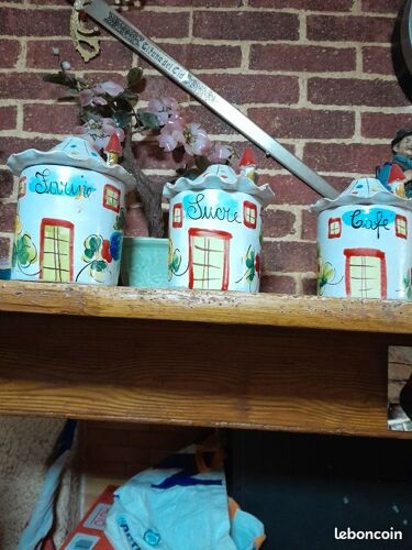 Lot De 5 Ancien Pots Dessus Cheminée