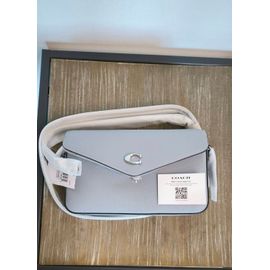 Sac en cuir Coach New York neuf à bandoulière bleu / gris pochette