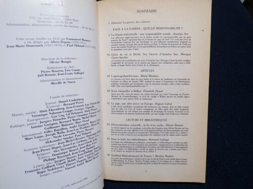 Esprit Mars Avril 1991 N°170 : Lecture Et Bibliotheques,Les Pratiques Culturelles Des Français -