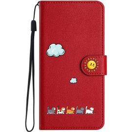 Sjzg-Coque Portefeuille Pour Samsung Galaxy S10 Plus (6,4""),Étui À Rabat Housse En Cuir,Chat Pochette Carte Magnétique De Protection Cover Case Antichoc Pour Samsung Galaxy S10 Plus,Rouge