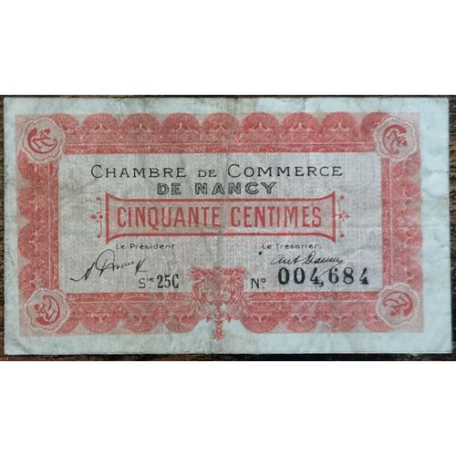 Billet 50 Centimes Chambre De Commerce De Nancy - 1921 - Nécessité - Série 25c