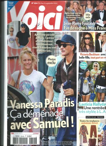 Voici 09/09/2022 Vanessa Paradis, Elton John, Chaly Et Lulu, Ophélie Winter, Mariah Caray, Mylène Farmer, Pascal Obispo, Prince, Eminem, Céline Dion, Rihanna, Pomme, Angèle, Madonna, Britney Spears