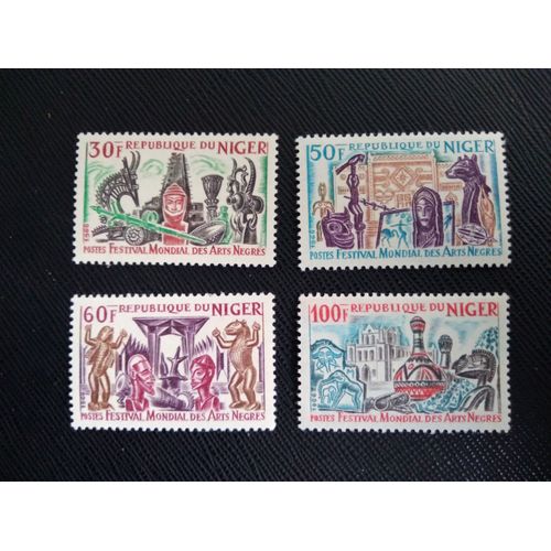Timbre Niger Yt 174 A 177 Séries : Festival Mondial Des Arts Nègres 1966 ( 160109 )