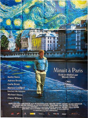 Minuit À Paris (Midnight In Paris) - Véritable Affiche De Cinéma Pliée - Format 120x160 Cm - De Woody Allen Avec Kathy Bates, Owen Wilson, Adrien Brody, Carla Bruni, Marion Cotillard - 2011