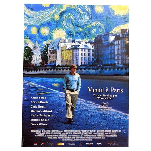 Minuit À Paris (Midnight In Paris) - Véritable Affiche De Cinéma Pliée - Format 40x60 Cm - De Woody Allen Avec Kathy Bates, Owen Wilson, Adrien Brody, Carla Bruni, Marion Cotillard - 2011