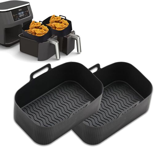 2 Paquet Moule Air Fryer pour Ninja Foodi AF400EU AF300EU, Moule Silicone Airfryer pour Ninja Friteuse Electrique, Accessoire Air Fryer
