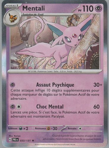 Carte Pokémon - Mentali - 033/131 - Holo-Rare - Ev8,5 Evolutions Prismatiques