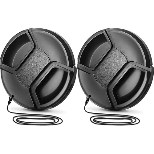 KAL-Capuchon D'Objectif,Bouchon D'Objectif,Protection Objective,52 Mm Lens Cap Lot De 2 À Clipser Pour Objectifs D'Appareil Photo Avant Pour Canon,Sony Et Autre Marque Pincement Central Couvercle