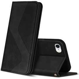 KAL-Coque Pour Iphone Se 2022 / Se 2020/8 / 7, Premium Étui Housse En Cuir De Protection Avec [Emplacements Cartes], Clapet Folio Portefeuille Pour Iphone Se 2022 / Se 2020/8 / 7 (Noir)
