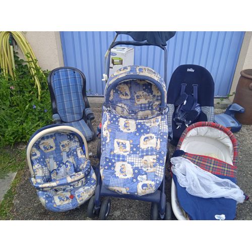 Poussette Combinée Babi Confort (Nacelle, Coque, Poussette Deuxième Cage) + Siège Auto 6 18 Mois + Rehausseurs + Lit Parapluie