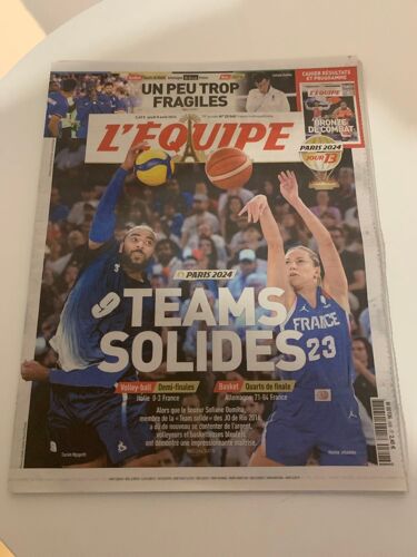 L'équipe 08/08/2024 J.O Paris 2024 Basket Volley-Ball/Handball/Boxe