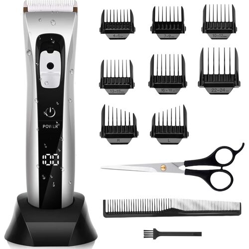 Tondeuse Cheveux Hommes Sans Fil Professionnelle Tondeuse À Cheveux Électrique Lame En Céramique Et Titane Réglable Avec 8 Sabots