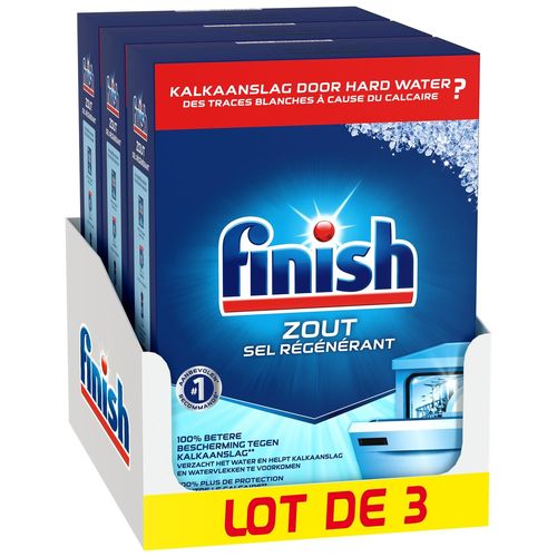 FINISH Lot de 3 Sels Régénérant Lave-Vaisselle - 4 kg