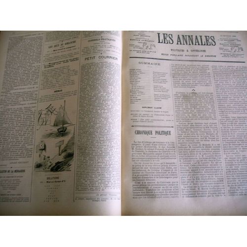 Les Annales Politiques Et Litteraires 1890 Du Numéro 341 À 392