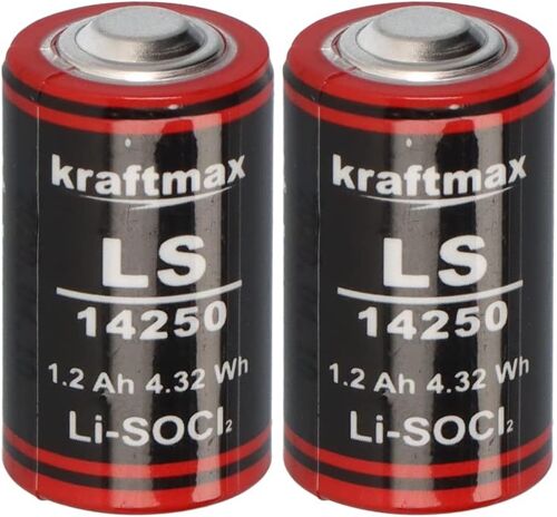 Lot de 2 piles au lithium LS 14250-1/2 AA ER14250 Li-SOCl2 LS14250 3,6 V