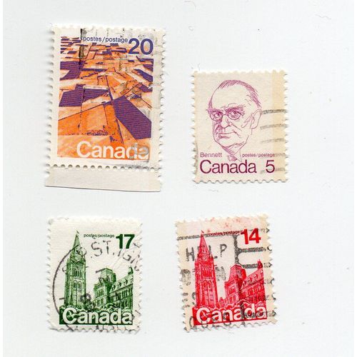 Canada- Lot De 4 Timbres Oblitérés Divers
