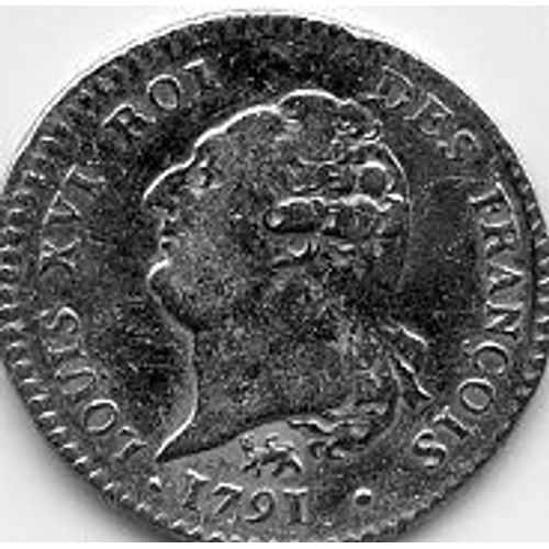 France 15 Sols 1791 A (Paris) Louis X V I Argent.