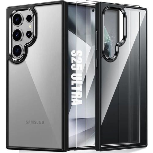 Coque + 2 Verres Trempés pour Samsung Galaxy S25 Ultra, Protection Antichoc Anti-Rayures Arrière Rigide Transparent - E.F.Connection