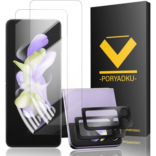 2+2 Pieces Tempered Glass for Samsung Galaxy Z Flip 4 5G (2 Pieces) + Camera Protectors (2 Pieces) Anti-Fingerprint, 9H Hardness 3D Full Coverage Screen Protector for Z Flip 4
