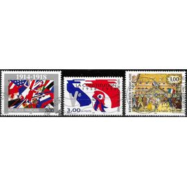 France 1998, Beaux Timbres Yvert 3142 Réunion De Mulhouse À La France, 3195 Constitution De La 5ème République Et 3196 80 Ans De L'armistice De 1918, Oblitérés, Tbe.