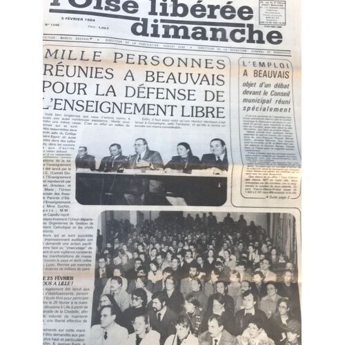 L Oise Libérée Dimanche 1248 Du 5 Février 1984 - L Enseignement Libre - Emploi À Beauvais - Jeunesse