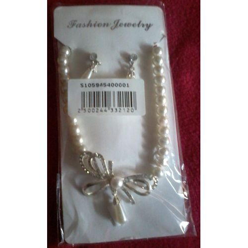 Parure De Bijoux "Perle Blanc Nacré" Fashion Jewelry