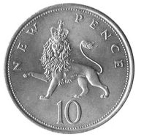 Pièce 10 New Pence Royaume-Uni Elizabeth Il - 1973