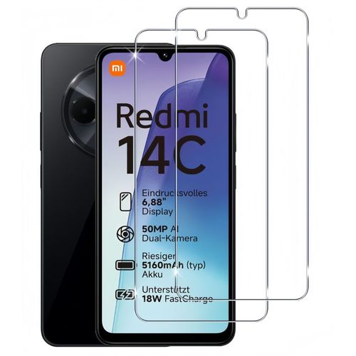 Lot De 2 Verres Trempés Pour Xiaomi Redmi 14C .Vitre Protection d'écran Transparen Anti Rayures Ultra Résistant Dureté 9H - HQSELECTION®