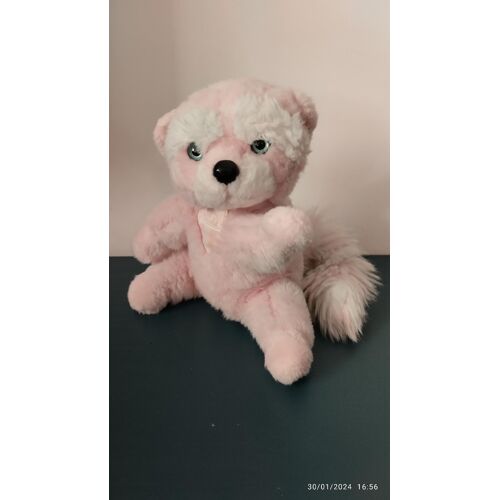 Peluche Doudou Raton Laveur Rose-Blanc Tartine Et Chocolat