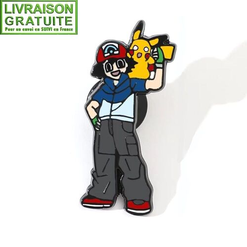 Pin'S Pins Métal Les Pokémon Pikachu Et Sacha (Réf 4)