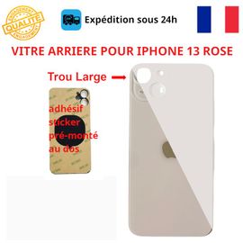 Vitre Arriere Compatible Iphone 13 Rose Adhesif Gros Trou