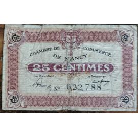Billet 25 Centimes Chambre Ville De Commerce De Nancy - Nécessité 622788