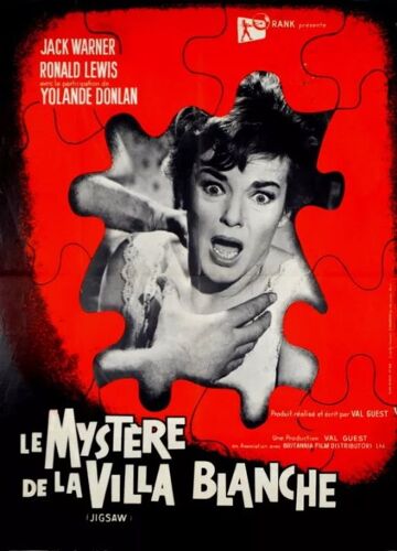 Le Mystere De La Villa Blanche / Jigsaw - Affiche Originale De Cinéma - Format 60x80 Cm -Un Film De Val Guest Avec Jack Warner, Yolande Donlan, Michael Goodliffe, John Le Mesurier, John Barron - 1962