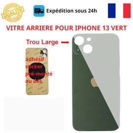 Vitre Arriere Compatible Iphone 13 Vert Adhesif Gros Trou