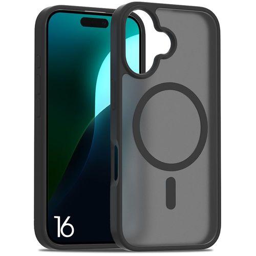 Coque Pour Iphone 16 Avec Anneau Magnétique, Protection Silicone Et Pc Antichoc Translucide Noir - E.F.Connection