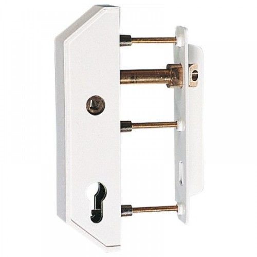 Serrure De Portail Blanc - Pose Verticale - Cylindre Européen - Cadre 30 Mm Tirard