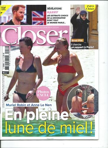 Closer 13/01/2023 Muriel Robin, Brad Pitt, Loana, Steven Spielberg, Bob Sinclar, Jenifer, Céline Dion, Adèle, Rihanna, Claude Lelouch, Eminem, Penélope Cruz, Ramzy Bedia & Melha, Theo James, Nabilla
