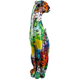 Statue d'animal Pop ArtFigurine de guépard Assise - Décoration de Salon en résine - Multicolore Graffiti