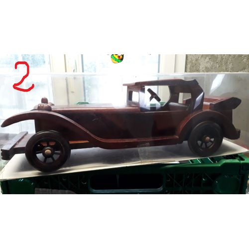 Voiture En Bois Acajou, Lg 37cm, N°2-Buthe