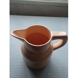 Ancien Pichet En Faïence De Longwy, Rose Poudré - Art Déco (Années 30)