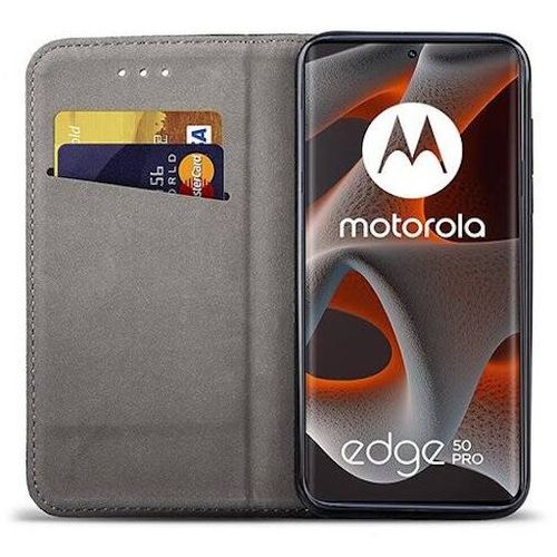 Housse Etui Coque Pochette Portefeuille Pour Motorola Edge 50 Pro 5g + Verre Trempe - Noir Magnet