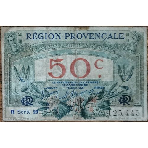 Billet 50 Centimes Chambre De Commerce Région Provençale - 1922 - R Série 29