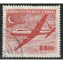 Timbre Oblitéré Chili Poste Aérienne. Douglas Dc-6 1958 N° 163-B