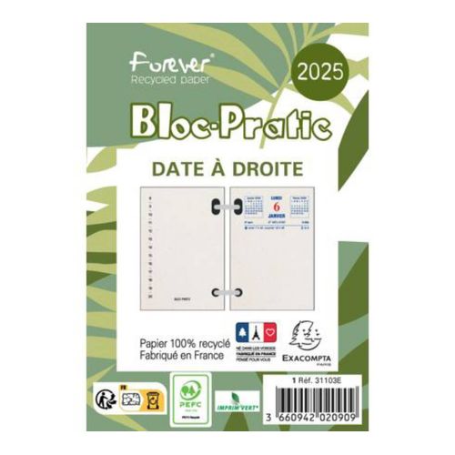 Blocpratic Date À Droite Exacompta Forever (Papier Recyclé) Réf 31103e