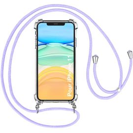 Coque Tour De Cou Pour Iphone 11 (6.1'') Antichoc Protection Renforce Coins Tpu Inclu Cordon Violet