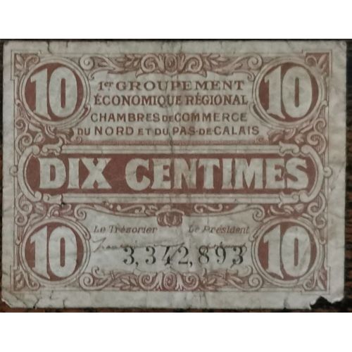 Billet 10 Centimes De Franc Chambre De Commerce Du Nord Et Du Pas De Calais
